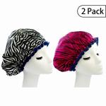Bleu Bath (2 Pack) Sexy Lovely Fashion Style Hair Cap Extra Large Double Layer Lined Waterproof Durable Eco-Friendly Shower Cap with Tight Elastic-Fashionista Collection Bath Cap (Sexy Style)