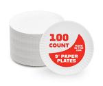 Hygloss Paper Plates - Uncoated White Plate - Use for Foodware, Events, Activities, Crafts Projects and More - Environmentally Friendly - Recyclable and Disposable - 9-Inches - 100 Pack