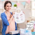 Roowest 35 Pcs Baby Shower Bibs Games Design Wooden Baby Shower Party Game Sign DIY Bodysuit Sign 15 White Blank Feeder Bibs 9 Bodysuit 10 Markers for Party Supplies(Boho)