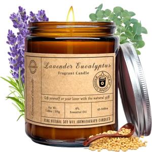 Scented Candles - Lavender Eucalyptus Candles for Home Scented, 7oz Soy Wax Aromatherapy Candle for Stress Relief and Relaxation Anxiety, Non Toxic, Birthday Gifts for Women Men, Mothers Day Gifts