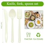 Compostable No Plastic Knives Plastic Forks Plastic Spoons Plastic Utensils, Compostable Cutlery Set is Eco Friendly Products for Lounge Party Wedding BBQ Picnic Camping