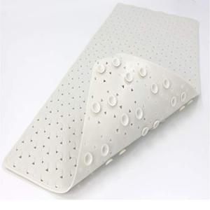SafeLand- Non-Slip Bath, Shower, Tub Mat, TPR Material, Eco-Friendly, Non-PVC, Machine Washable, No Odor, with Powerful Suction Cups and Drain Holes, Tweed (15"x30" White)