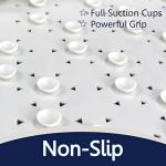 SafeLand- Non-Slip Bath, Shower, Tub Mat, TPR Material, Eco-Friendly, Non-PVC, Machine Washable, No Odor, with Powerful Suction Cups and Drain Holes, Tweed (15"x30" White)