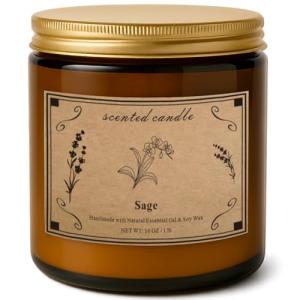 Sage Candles for Cleansing, 16oz Large Jar White Scented Candle, Over 100 Hours of Burn Time, Ideal for Home Decor and Gift
