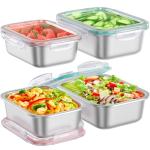 Fyrnova 8 PCS Food Storage Containers with Lids Airtight, Stainless Steel Containers Set for Kitchen Storage, Meal Prep, Lunch Containers, Microwave/Dishwasher Safe (41oz & 24oz)