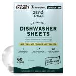 Zero Trace Dishwasher Detergent Eco-Friendly Sheets for Dish Washing - Plant Powered Technology- Unscented- 60 Loads