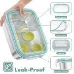 Fyrnova 8 PCS Food Storage Containers with Lids Airtight, Stainless Steel Containers Set for Kitchen Storage, Meal Prep, Lunch Containers, Microwave/Dishwasher Safe (41oz & 24oz)