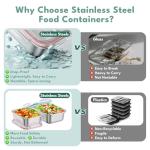 Fyrnova 8 PCS Food Storage Containers with Lids Airtight, Stainless Steel Containers Set for Kitchen Storage, Meal Prep, Lunch Containers, Microwave/Dishwasher Safe (41oz & 24oz)