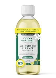 Good Natured Brand All-Purpose Cleaner Concentrate | Multi-Surface Cleaner | Natural Lemon Essential Oil | Multipurpose Cleaner Concentrate All Surfaces | Lemon Love | 8oz makes 128oz