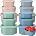 Blushtier 12 Pcs Silicone Food Storage Containers with Lids Reusable Silicone Snack Container 3 Size Lunch Box Bento with Lids Freezer Dishwasher Safe,6.7oz, 10oz, 20oz(Mo Landi Color)