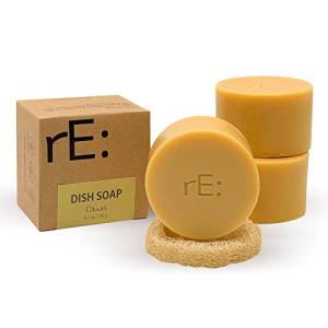 RE: Dish Washing Soap Bars Value Pack (Loofah holder sponge included) - palm oil free, eco friendly, zero waste, plastic free, free of artificial dyes and fragrance (Citrus)