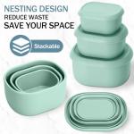 Blushtier 12 Pcs Silicone Food Storage Containers with Lids Reusable Silicone Snack Container 3 Size Lunch Box Bento with Lids Freezer Dishwasher Safe,6.7oz, 10oz, 20oz(Mo Landi Color)