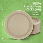 ibambo Bamboo Biodegradable Plates (50-Pack, 7-inch) | Sturdy & Microwave Safe | Heavy Duty Microwavable Disposable Plates | PFAS Free, Biodegradable | FSC Certified Alternative to Plastic