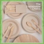 ibambo Bamboo Biodegradable Plates (50-Pack, 7-inch) | Sturdy & Microwave Safe | Heavy Duty Microwavable Disposable Plates | PFAS Free, Biodegradable | FSC Certified Alternative to Plastic