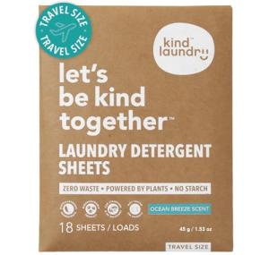 Kind Laundry Detergent Sheets with Stain-Fighting Enzymes - Plant Powered Eco-Friendly Laundry Soap Sheets - Home or Travel Laundry Detergent - Ocean Breeze, 18 Loads (Mom's Choice Award Winner)