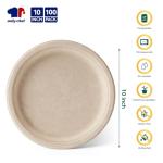 JOLLY CHEF Compostable Heavy Duty Plates 𝟭𝟬 𝗜𝗻𝗰𝗵 [𝟭𝟬𝟬 𝗣𝗮𝗰𝗸] Eco-Friendly Disposable Natural Paper Plate Bagasse Biodegradable Food Tray Bulk for Party Dinner Thanksgiving Day (Brown)