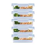 Ello Duraglass 3.4 Cup Meal Prep Sets 10Pc, 5 Pack Set- Glass Food Storage Container with Silicone Boot and Airtight BPA-Free Plastic Lids, Dishwasher, Microwave, and Freezer Safe, Halogen Blue