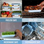 Ello Duraglass 3.4 Cup Meal Prep Sets 10Pc, 5 Pack Set- Glass Food Storage Container with Silicone Boot and Airtight BPA-Free Plastic Lids, Dishwasher, Microwave, and Freezer Safe, Halogen Blue