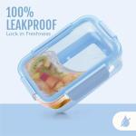 Ello Duraglass 3.4 Cup Meal Prep Sets 10Pc, 5 Pack Set- Glass Food Storage Container with Silicone Boot and Airtight BPA-Free Plastic Lids, Dishwasher, Microwave, and Freezer Safe, Halogen Blue