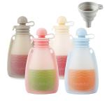 PandaEar Reusable Silicone Baby Food Pouches, 4 Pack Squeeze Pouches for Toddler Kids, BPA-Free Silicone Refillable Baby Food Storage, 5.5 oz