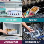 Ello Duraglass 3.4 Cup Meal Prep Sets 10Pc, 5 Pack Set- Glass Food Storage Container with Silicone Sleeve and Airtight BPA-Free Plastic Lids, Dishwasher, Microwave, and Freezer Safe, Evening Orchard