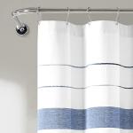 Lush Decor Chic Stripe Yarn Dyed Eco-Friendly Recycled Cotton Shower Curtain, 72" x 72", Navy & Blue