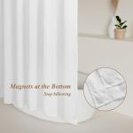 60x72 Sustainable Shower Curtain Liner, Recycled Polyester Material, Eco Friendly, Non Plastic & Freon-free Washable Fabric Shower Curtain Liner with Magnets, 60" x 72" Stall Shower Liner, White