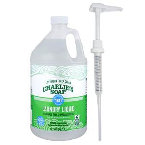 Charlie’s Soap Laundry Liquid with Pump (160 Loads, 1 Pack) Natural Deep Cleaning Hypoallergenic Laundry Detergent – Eco-Friendly, Safe and Effective