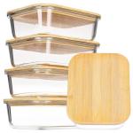 Vtopmart 5 Pack 35oz Glass Containers with Bamboo Lids, Meal Prep Food Storage Containers, BPA Free, Microwave & Dishwasher Safe