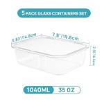 Vtopmart 5 Pack 35oz Glass Containers with Bamboo Lids, Meal Prep Food Storage Containers, BPA Free, Microwave & Dishwasher Safe