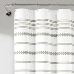 Lush Decor Breezy Chic Tassel Jacquard Eco-Friendly Recycled Cotton Shower Curtain, 72" x 72", Light Gray