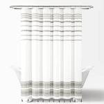 Lush Decor Breezy Chic Tassel Jacquard Eco-Friendly Recycled Cotton Shower Curtain, 72" x 72", Light Gray