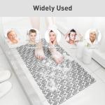 XIYUNTE Shower Mat Bathtub Mat Non Slip, 27''x16'' Soft and Comfortable Anti Slip Shower Mat, Eco-Friendly TPE+PP Shower Non Slip Mat with Powerful Suction Cups, Machine Washable, Easy to Cut, Grey