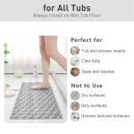 XIYUNTE Shower Mat Bathtub Mat Non Slip, 27''x16'' Soft and Comfortable Anti Slip Shower Mat, Eco-Friendly TPE+PP Shower Non Slip Mat with Powerful Suction Cups, Machine Washable, Easy to Cut, Grey