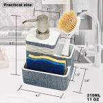 Suanti Dish Soap Dispense with Sponge&Brush Holder Kitchen Sink 3 in 1 Sponge Soap Dispenser Caddy 11oz for Dishwashing Liquid,Dish Soap,Scrubber Eco-Friendly Resin Material&Rust Free Pump,Blue&White