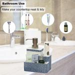 Suanti Dish Soap Dispense with Sponge&Brush Holder Kitchen Sink 3 in 1 Sponge Soap Dispenser Caddy 11oz for Dishwashing Liquid,Dish Soap,Scrubber Eco-Friendly Resin Material&Rust Free Pump,Blue&White