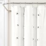 Lush Decor Boho Circle Tufted Yarn Dyed Eco-Friendly Recycled Cotton Shower Curtain, 72" x 72", Gray