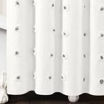 Lush Decor Boho Circle Tufted Yarn Dyed Eco-Friendly Recycled Cotton Shower Curtain, 72" x 72", Gray