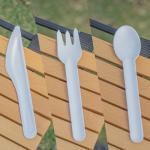 Heavy Duty Compostable Cutlery Set – 300 Pack (100 Forks, 100 Spoons, 100 Knives) Eco-Friendly Sugarcane Bagasse Disposable Utensils for Party, BBQ, Picnic, Daily Use