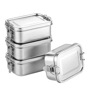 BEFOY Stainless Steel 4-Pack Food Storage Containers Set Lunch Boxes,|Reusable Metal Lunch Snack Boxes Food Prep Container with Lids Freezer & Dishwasher Safe | 550 ml | BPA-Free Plastic-Free…