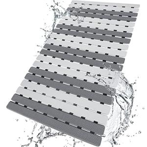 BEMISO Shower Mat Non Slip Bathtub Mat with Suction Cups and Drain Holes 27.5 x15.7 Inch Bath Mat for Tub & Shower.Easy Dry,Easy to Cut,Eco-Friendly