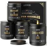 AOOVOO Scented Candles for Men - 4 Pack Candles for Home Scented, 36oz Soy Wax, 200 Hour Burn Time, Men Candle Set, Sandalwood Oud/Mahogany Teakwood/Smoke Vanilla/Jasmine Candle Set A