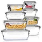 Vtopmart 8 Pack Glass Food Storage Containers with Airtight Lids, Glass Meal Prep Containers, Lunch Office Meal for Microwave, Oven, Freezer and Dishwasher, BPA Free