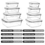 Vtopmart 8 Pack Glass Food Storage Containers with Airtight Lids, Glass Meal Prep Containers, Lunch Office Meal for Microwave, Oven, Freezer and Dishwasher, BPA Free