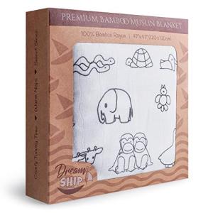 DreamShip Baby Blanket | 4-Layer Breathable Muslin | Hypoallergenic 100% Rayon | Baby Receiving Blankets | Perfect Shower Gift | Pre-Washed | for Newborns & Toddlers | 47x47 inch