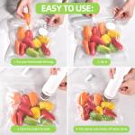 Vacuum Sealer for Food, with 15 Reusable Vacuum Bags, Handheld Vacuum Sealer with Auto-Stop、Detachable Filter and Visible Water Tank, Seal Meal Saver