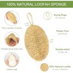 3 Pack Natural Loofah Kitchen Sponge, Eco Friendly Compostable Dish Wash Sponges, Dishwashing Sponges, Loofah Pack for Kitchen, Bathroom Cleaning
