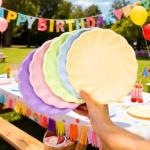 Macaron Color Sturdy Disposable Petal Plates 9 Inch - 18 Count Biodegradable Plant Fiber Tableware - Elegant Dinner Plates for Wedding, Birthday Party, Baby Shower, Holiday Feast & Celebration