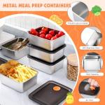 CLWVPCOT 10 Pack Stainless Steel Food Storage Containers with Leak-Proof Lids, 16oz Reusable Metal Meal Prep Lunch Boxes, Stackable, BPA-Free, Dishwasher Safe for Snacks, Fruits & On-the-Go Meals