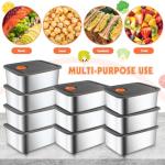 CLWVPCOT 10 Pack Stainless Steel Food Storage Containers with Leak-Proof Lids, 16oz Reusable Metal Meal Prep Lunch Boxes, Stackable, BPA-Free, Dishwasher Safe for Snacks, Fruits & On-the-Go Meals